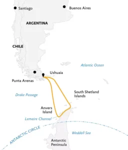 Antarctic Explorer-mapa itinerario