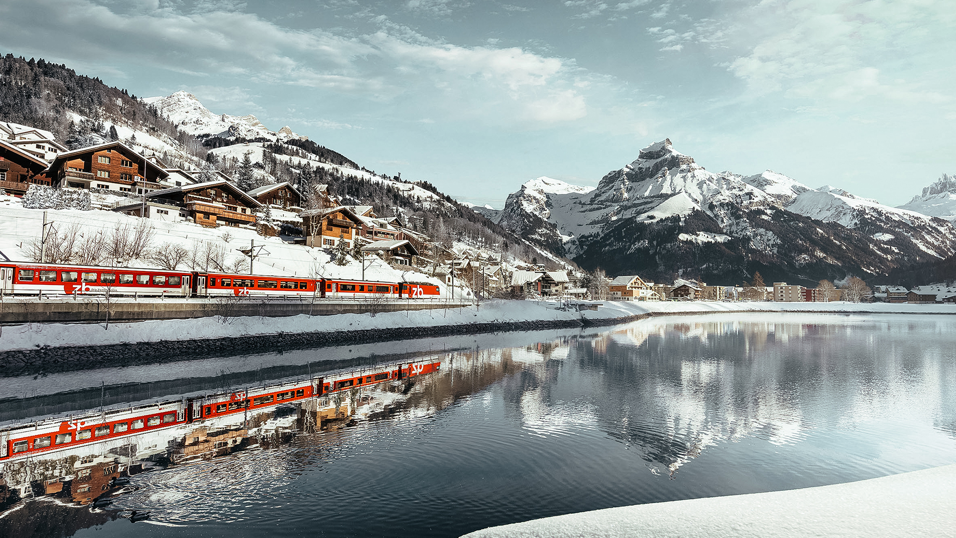 Engelberg-paisaje con tren
